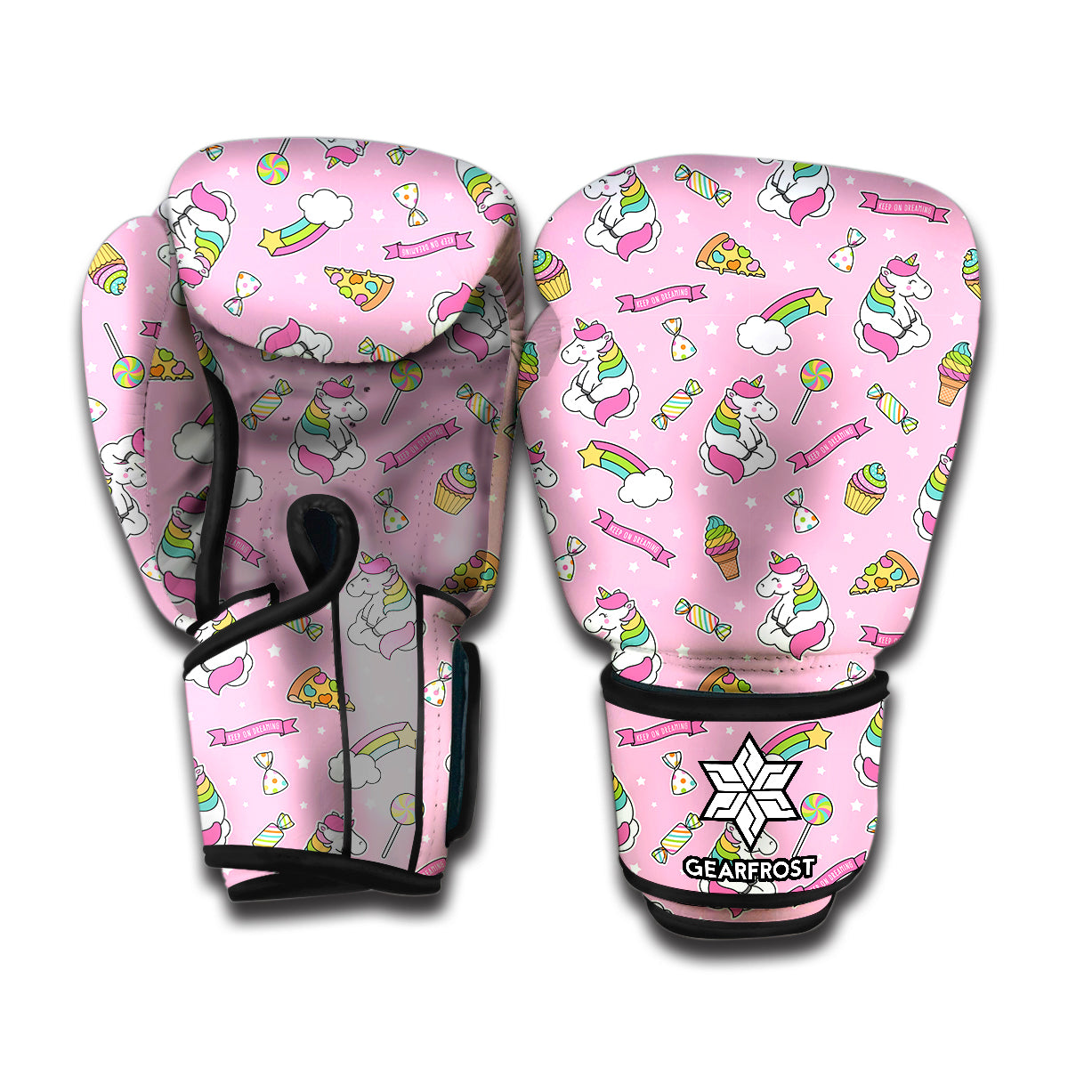 Pink Girly Unicorn Pattern Print Boxing Gloves