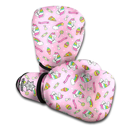 Pink Girly Unicorn Pattern Print Boxing Gloves