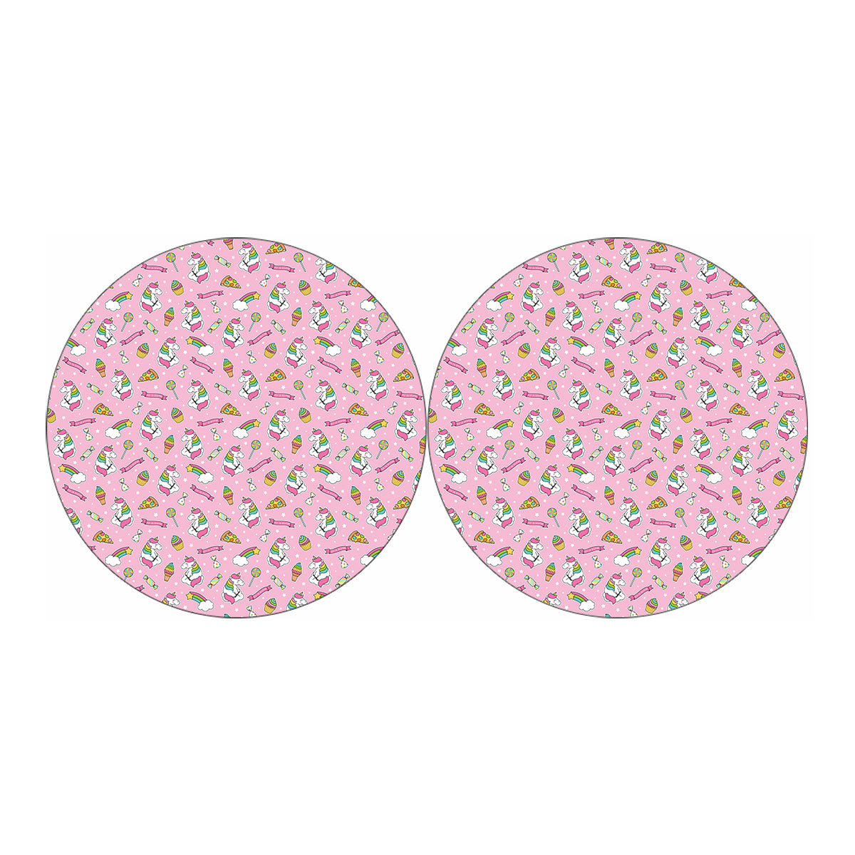 Pink Girly Unicorn Pattern Print Car Coasters
