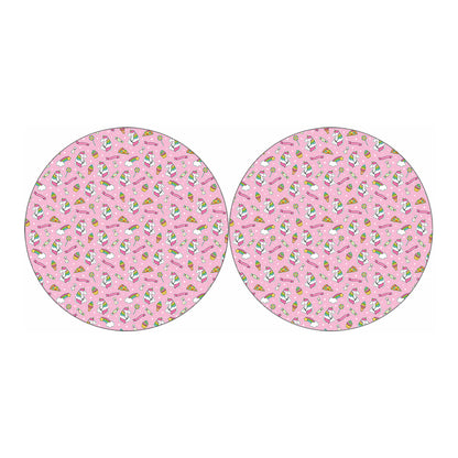 Pink Girly Unicorn Pattern Print Car Coasters