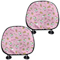 Pink Girly Unicorn Pattern Print Car Headrest Covers