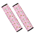 Pink Girly Unicorn Pattern Print Car Seat Belt Covers