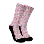 Pink Girly Unicorn Pattern Print Crew Socks