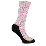 Pink Girly Unicorn Pattern Print Crew Socks