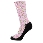 Pink Girly Unicorn Pattern Print Crew Socks