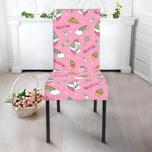 Pink Girly Unicorn Pattern Print Dining Chair Slipcover