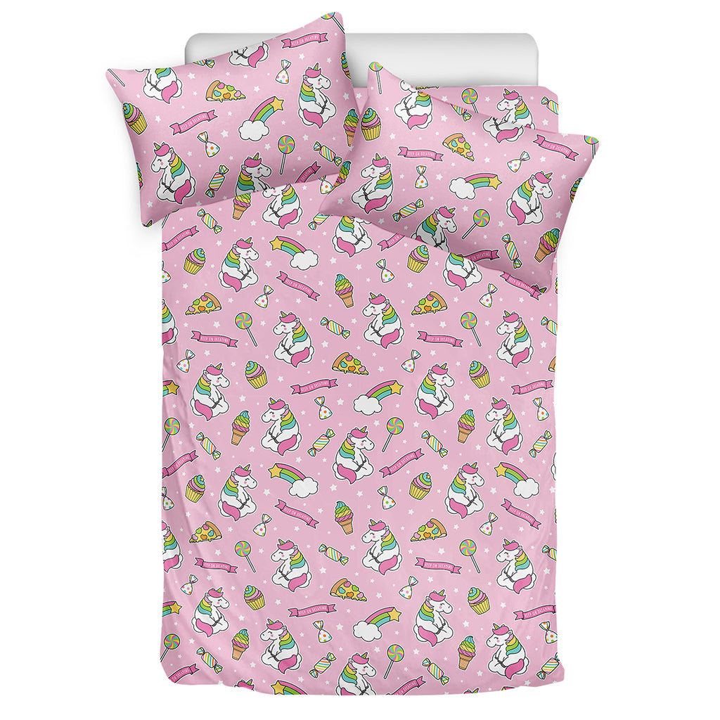 Pink Girly Unicorn Pattern Print Duvet Cover Bedding Set