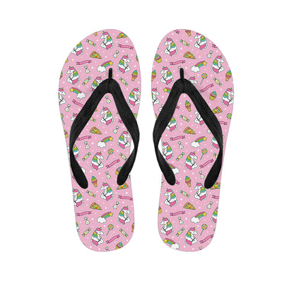 Pink Girly Unicorn Pattern Print Flip Flops
