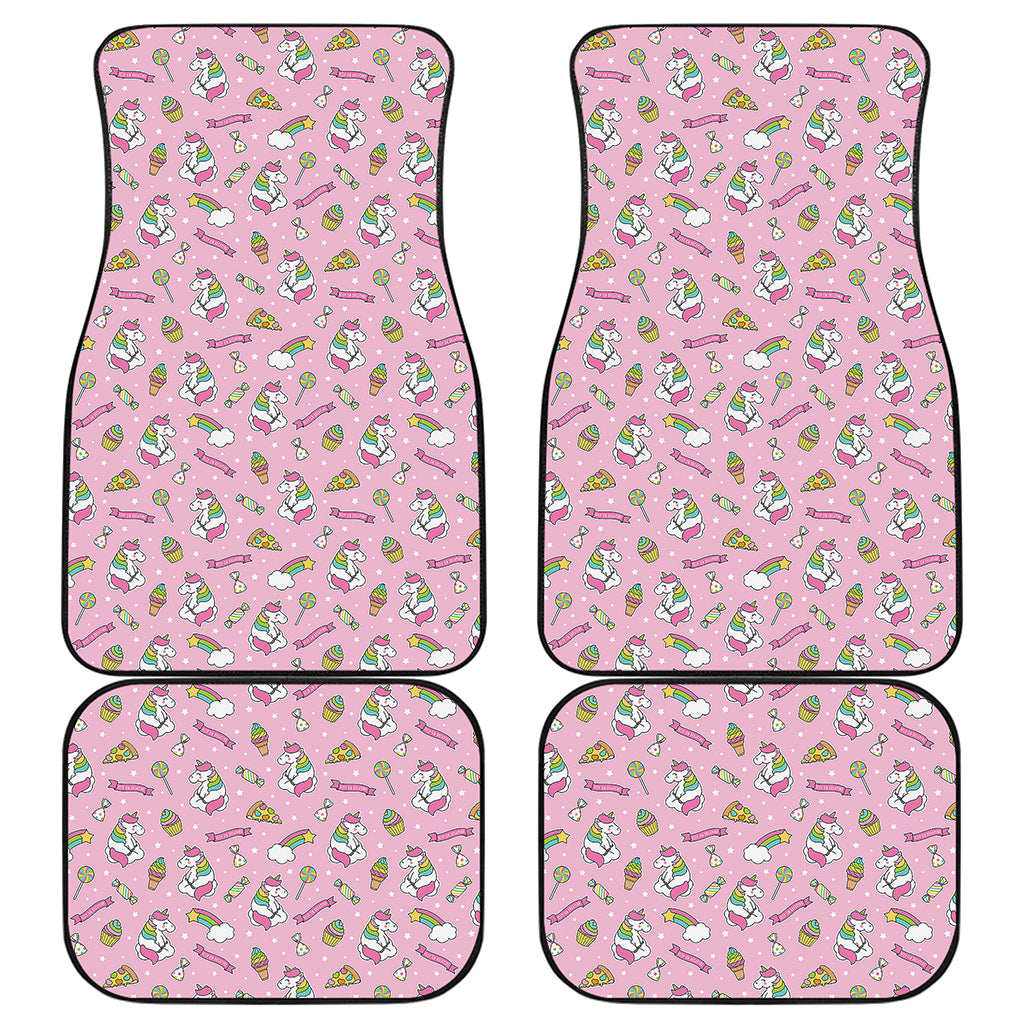 Pink Girly Unicorn Pattern Print Front and Back Car Floor Mats