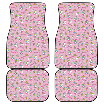 Pink Girly Unicorn Pattern Print Front and Back Car Floor Mats