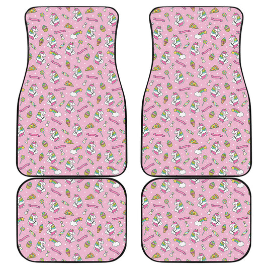 Pink Girly Unicorn Pattern Print Front and Back Car Floor Mats