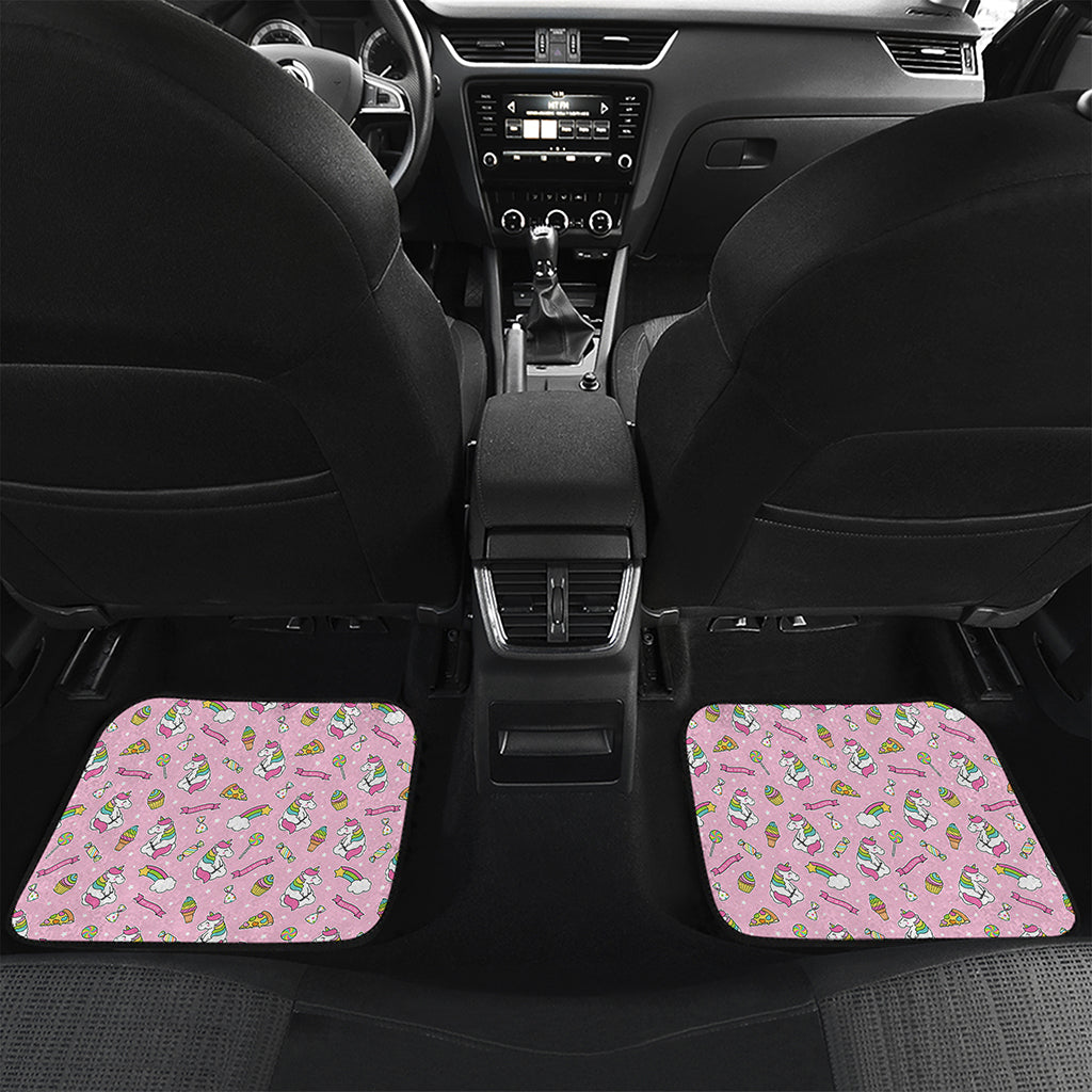 Pink Girly Unicorn Pattern Print Front and Back Car Floor Mats