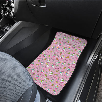 Pink Girly Unicorn Pattern Print Front and Back Car Floor Mats