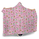 Pink Girly Unicorn Pattern Print Hooded Blanket