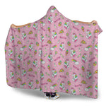 Pink Girly Unicorn Pattern Print Hooded Blanket