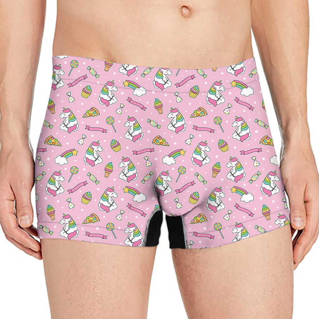 Pink Girly Unicorn Pattern Print Men's Boxer Briefs