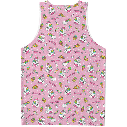 Pink Girly Unicorn Pattern Print Men's Tank Top
