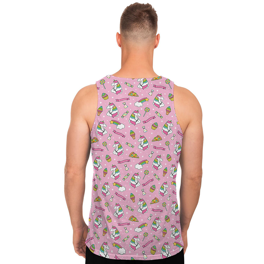Pink Girly Unicorn Pattern Print Men's Tank Top