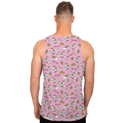 Pink Girly Unicorn Pattern Print Men's Tank Top