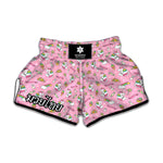 Pink Girly Unicorn Pattern Print Muay Thai Boxing Shorts