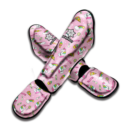 Pink Girly Unicorn Pattern Print Muay Thai Shin Guard