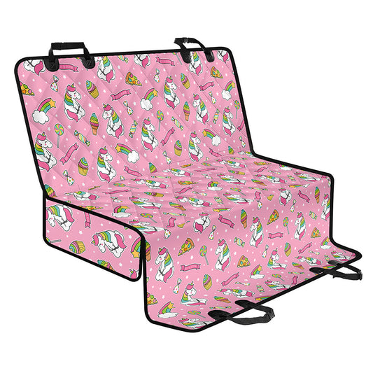 Pink Girly Unicorn Pattern Print Pet Car Back Seat Cover