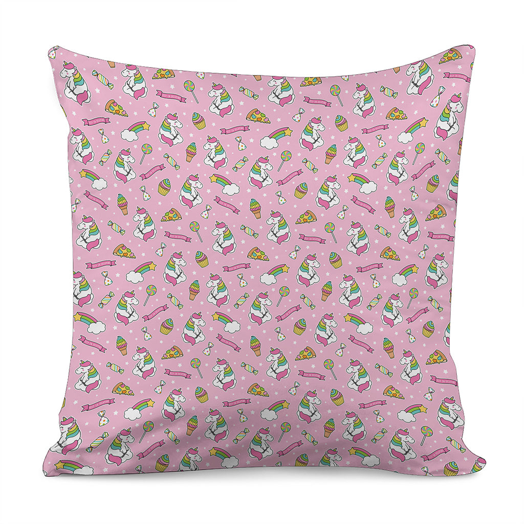 Pink Girly Unicorn Pattern Print Pillow Cover