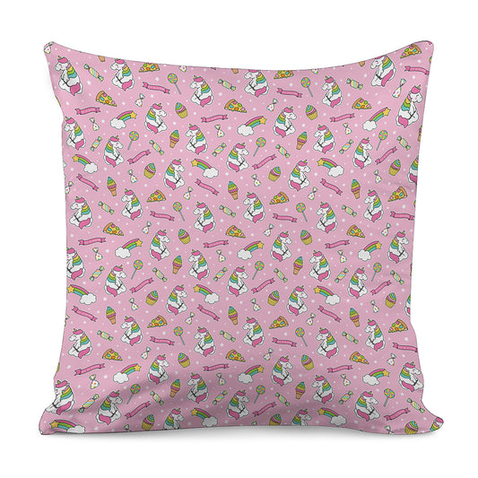 Pink Girly Unicorn Pattern Print Pillow Cover