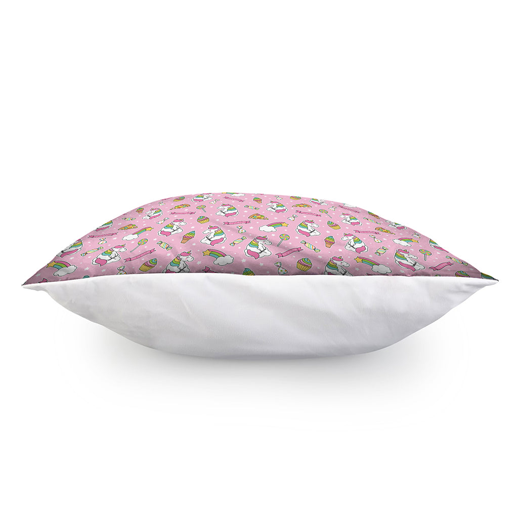 Pink Girly Unicorn Pattern Print Pillow Cover