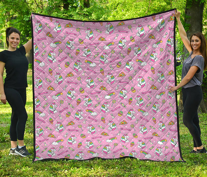 Pink Girly Unicorn Pattern Print Quilt