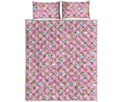 Pink Girly Unicorn Pattern Print Quilt Bed Set