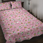 Pink Girly Unicorn Pattern Print Quilt Bed Set