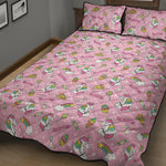 Pink Girly Unicorn Pattern Print Quilt Bed Set