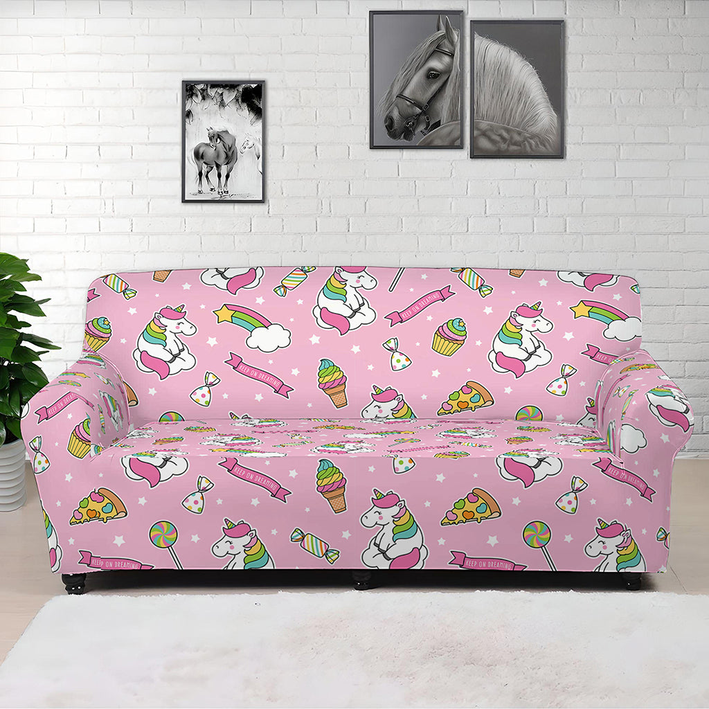 Pink Girly Unicorn Pattern Print Sofa Cover