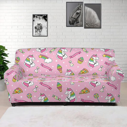 Pink Girly Unicorn Pattern Print Sofa Cover