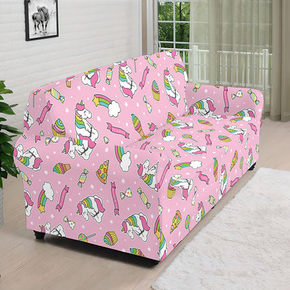 Pink Girly Unicorn Pattern Print Sofa Cover