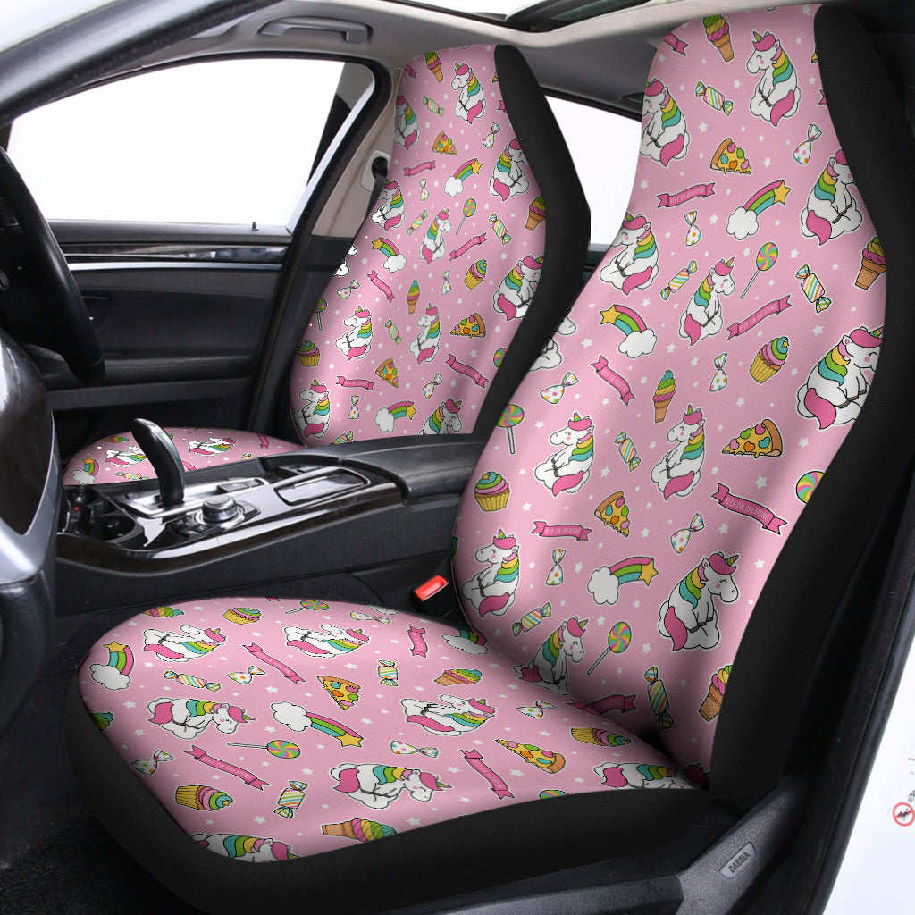 Pink Girly Unicorn Pattern Print Universal Fit Car Seat Covers
