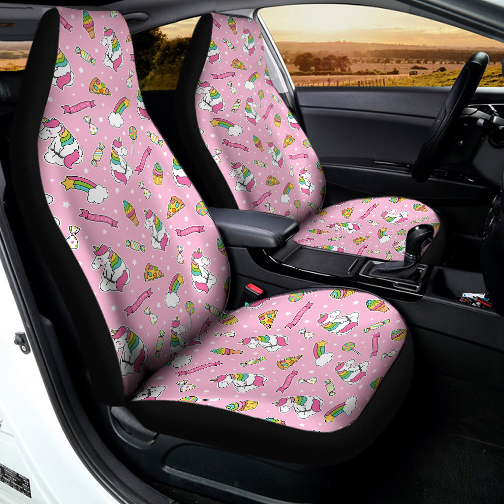 Pink Girly Unicorn Pattern Print Universal Fit Car Seat Covers