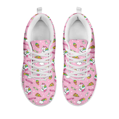 Pink Girly Unicorn Pattern Print White Sneakers
