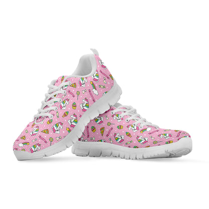 Pink Girly Unicorn Pattern Print White Sneakers