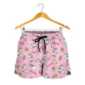 Pink Girly Unicorn Pattern Print Women's Shorts