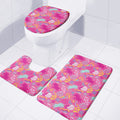 Pink Girly Unicorn Print 3 Piece Bath Mat Set