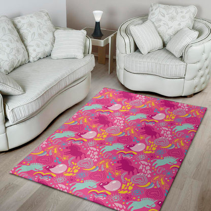 Pink Girly Unicorn Print Area Rug