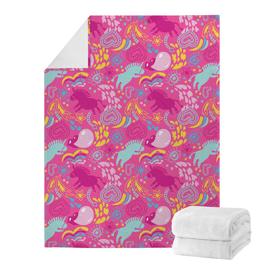 Pink Girly Unicorn Print Blanket