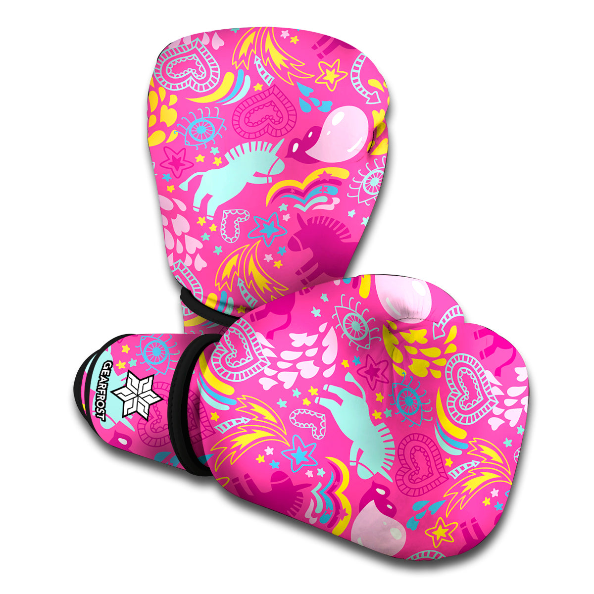 Pink Girly Unicorn Print Boxing Gloves