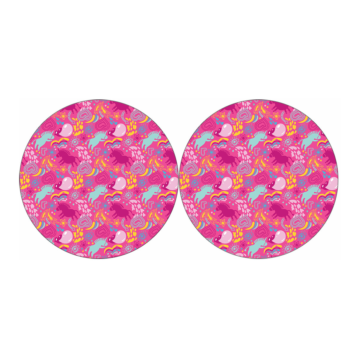 Pink Girly Unicorn Print Car Coasters