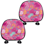 Pink Girly Unicorn Print Car Headrest Covers