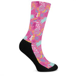 Pink Girly Unicorn Print Crew Socks
