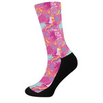 Pink Girly Unicorn Print Crew Socks
