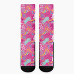 Pink Girly Unicorn Print Crew Socks